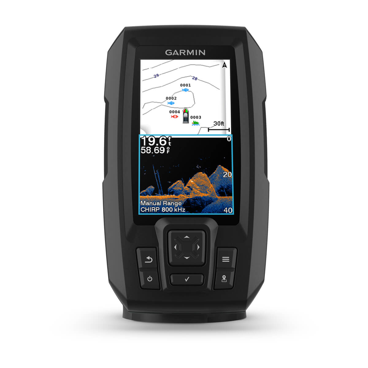 Garmin STRIKER Vivid 4cv 4.3" Fishfinder with GPS, CHIRP & ClearVü Sonar, Transducer Included